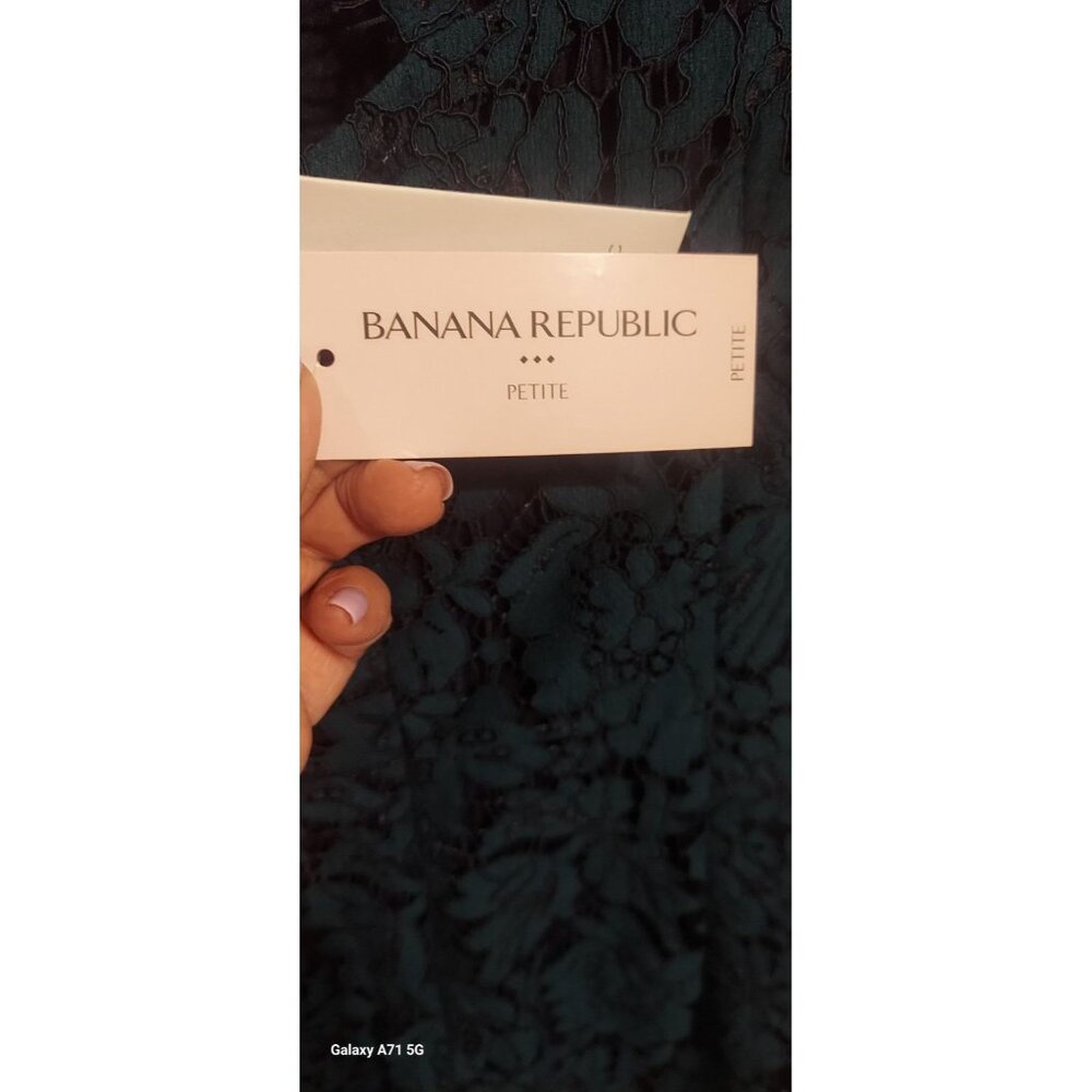 Banana Republic‎ Petite Collection Dress Womens Sz 0 P Green Jacquard NWT - Picture 9 of 9